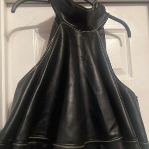 AKIRA Black Leather Halter Top